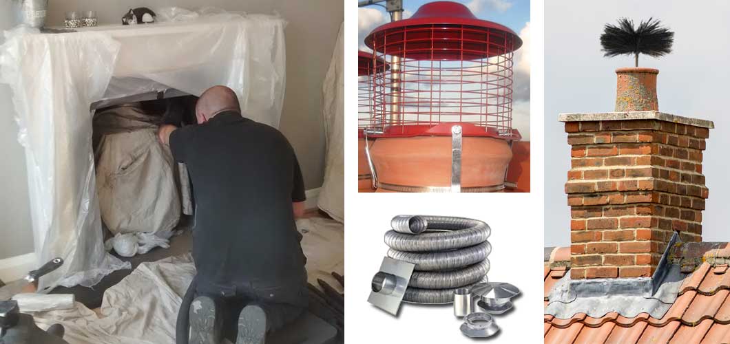 Chimney sweeping chimney liners pots and cowls